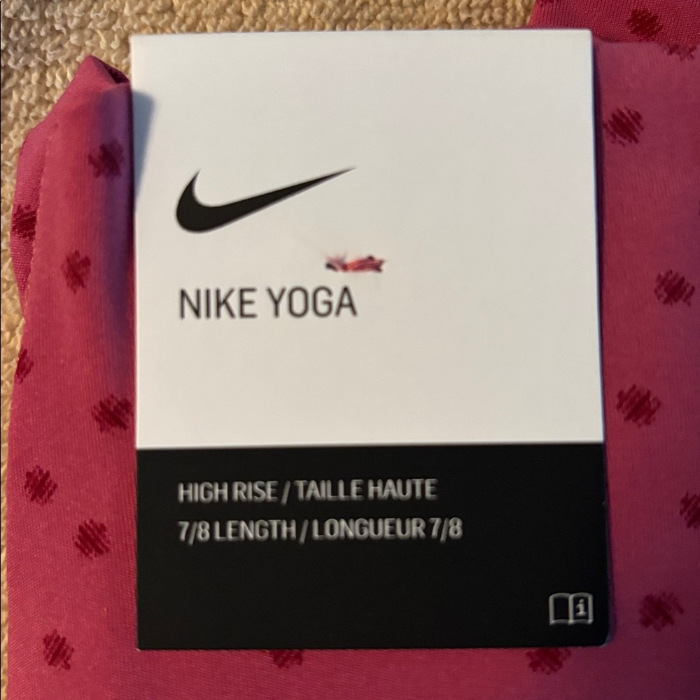 Nike Yoga High-Waisted Leggings in Raspberry dot - new with tags - Picture 3 of 5